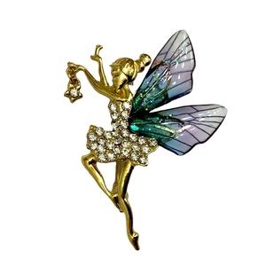 Blue Winged Garden Fairy Brooch